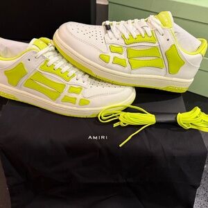 AMIRI White and Neon Yellow Sneakers